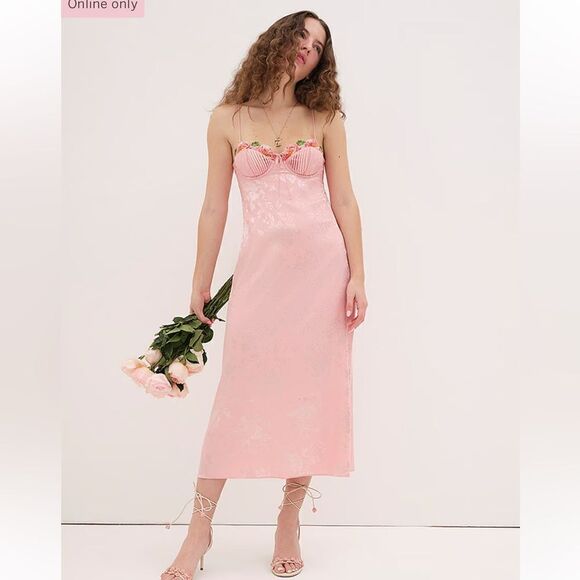 NWT FOR LOVE & LEMONS Lola Midi Dress Blush Pink XL - Picture 1 of 11